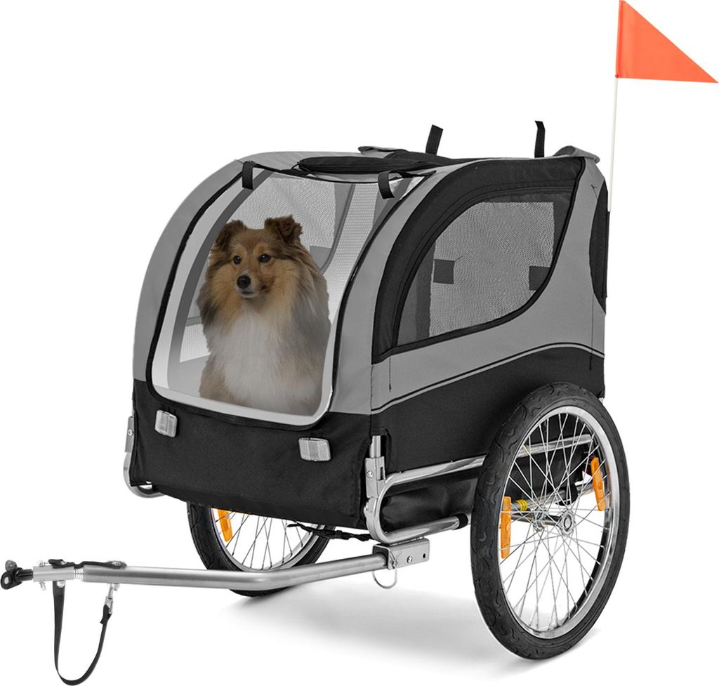 COSTWAY Hundeanhänger für Fahrrad, klappbarer Hundebuggy bis 40 kg belastbar, Fahrradanhänger für kleine & mittelgroße Hunde, Hundefahrradanh...