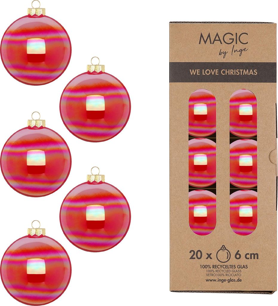Weihnachtskugeln Glas 6cm 20 Stück - Dazzling Ruby