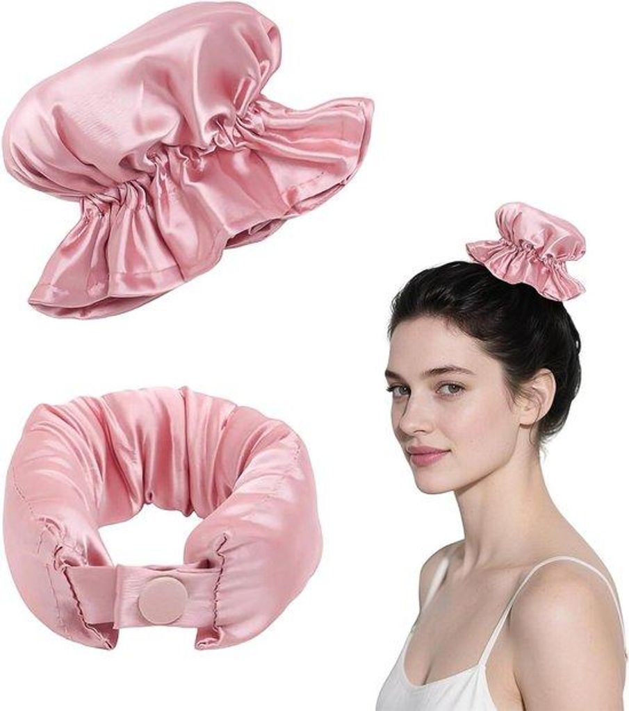 Haarband für Locken nachts, 2 Stück ohne Hitze - rosa - weiches Haaraccessoire für Lockenstifte - schützend für Haartypen - modisches Design