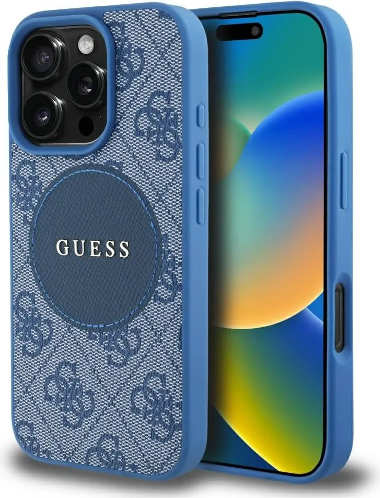 Etui Guess 4G Circle Classic Logo Magsafe Do Iphone 16 Pro Max Niebieski