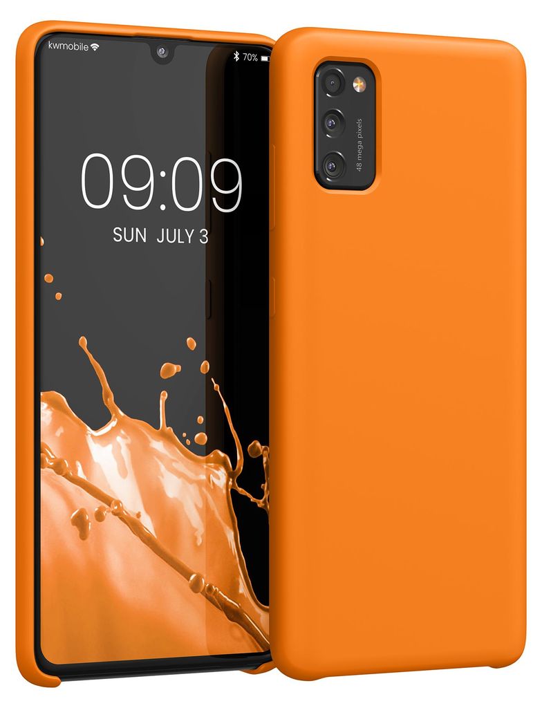 kwmobile Handyhülle für Samsung Galaxy A41 Hülle - Case Silikon - Kabelloses Laden - Schutzhülle Cover in Fruity Orange