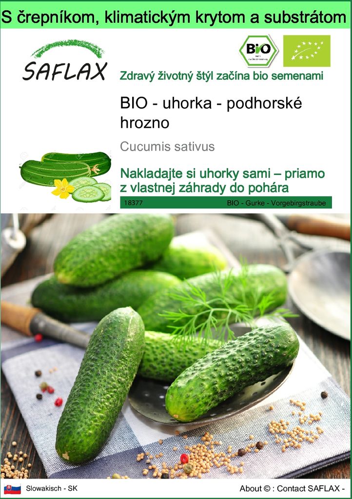 SAFLAX Garden to go - BIO - uhorka - podhorské hrozno - Obrázok produktu 