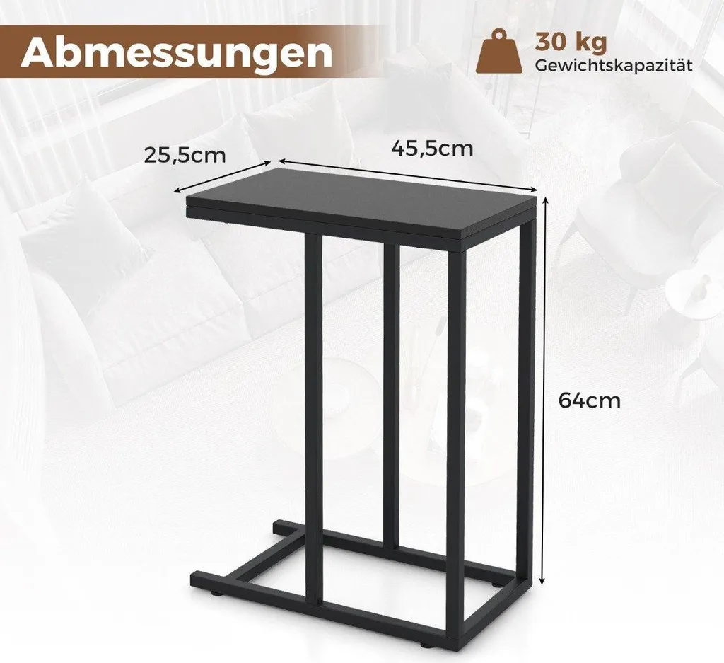Support ordinateur portable pour canapé table d'appoint en métal 64 cm