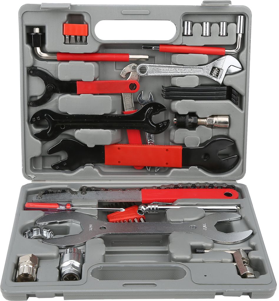 44-teiliges Fahrrad-Reparatur-Multitool-Set, Mountainbike-Zyklus, Reifenpumpe