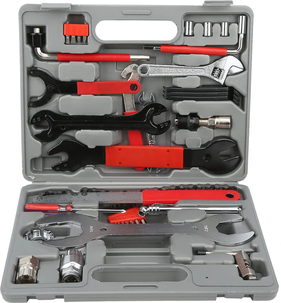 Kit réparation vélo complet 44 pièces pour entretien VTT et gonflage