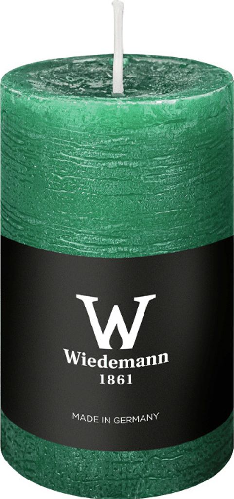 Stumpenkerze aus Paraffin, Seegrün, Marble Rustik, Wiedemann, 90/58 mm, Brenndauer ca. 30h, durchgefärbt