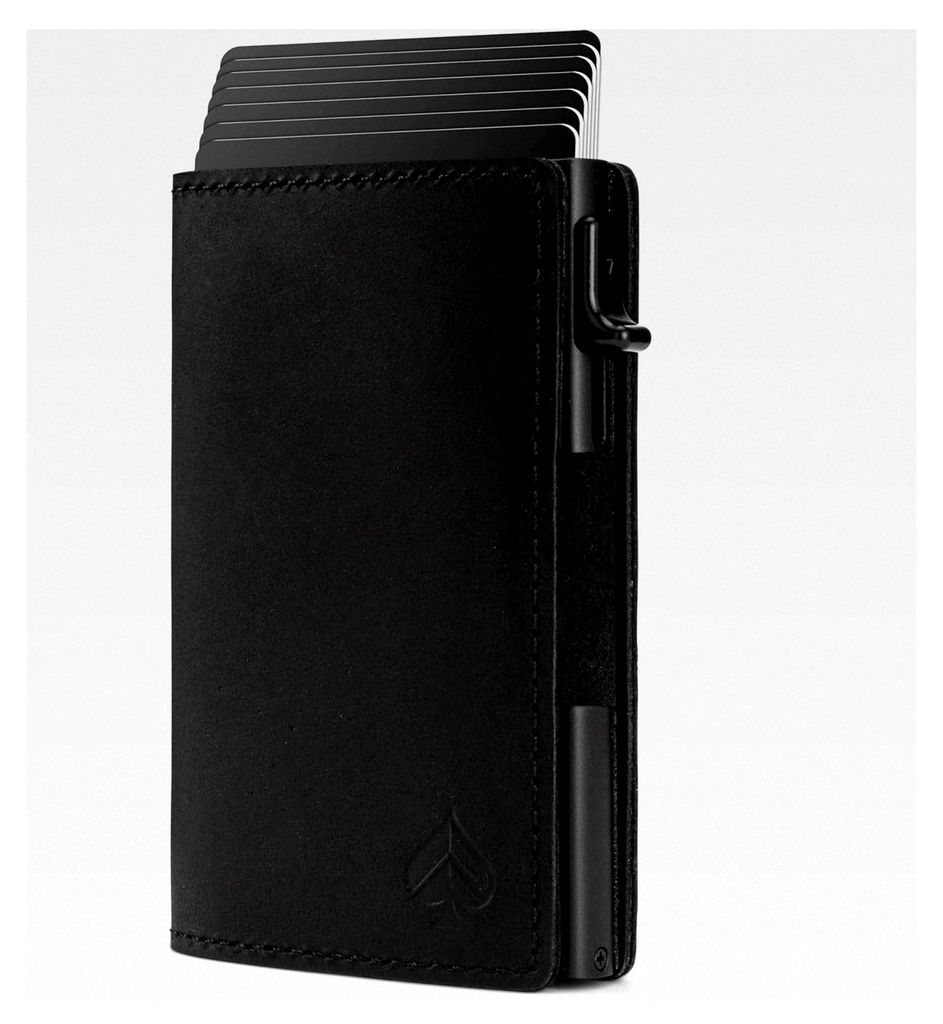 Magnet Kartenetui S - Slim Wallet - Geldbörse mit RFID-Schutz - Portemonnaie für Herren - Geldbeutel mit Magnetverschluss (Crazy-Horse-Leder Schw...