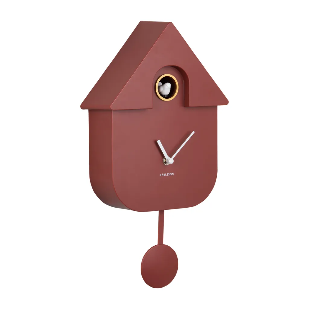 Horloge Coucou Moderne Ocre Rouge - Finition Mate et Design Silencieux