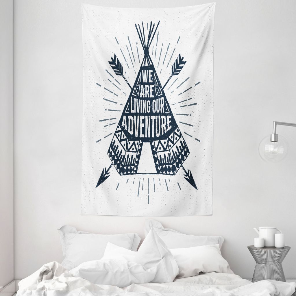 ABAKUHAUS Abenteuer Wandteppich und Tagesdecke, Teepee mit Pfeilen aus Weiches Mikrofaser Stoff Waschbar ohne Verblassen Digitaldruck, 140 x 230 cm...