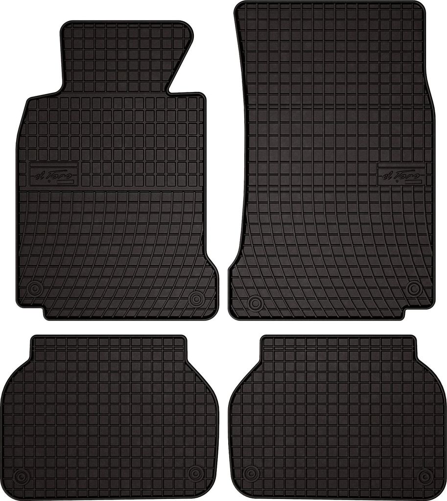 Gummifußmatten passend für BMW 5 E39 (Limousine, Kombi, Touring, Bj. 1996-2004) – schwarz, passgenau, mit Befestigungen set 4 Stk. - Gummi-Aut...