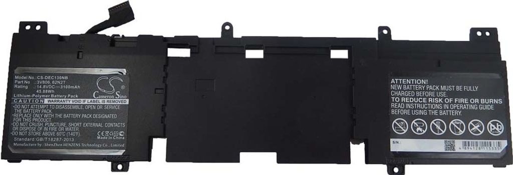 vhbw Akku kompatibel mit Dell Alienware ECHO 13, AW13R2-1678SLV, QHD, ALW13ER-1708S, AW13R2-10012SLV Notebook (3100 mAh, 14,8 V, Li-Polymer)