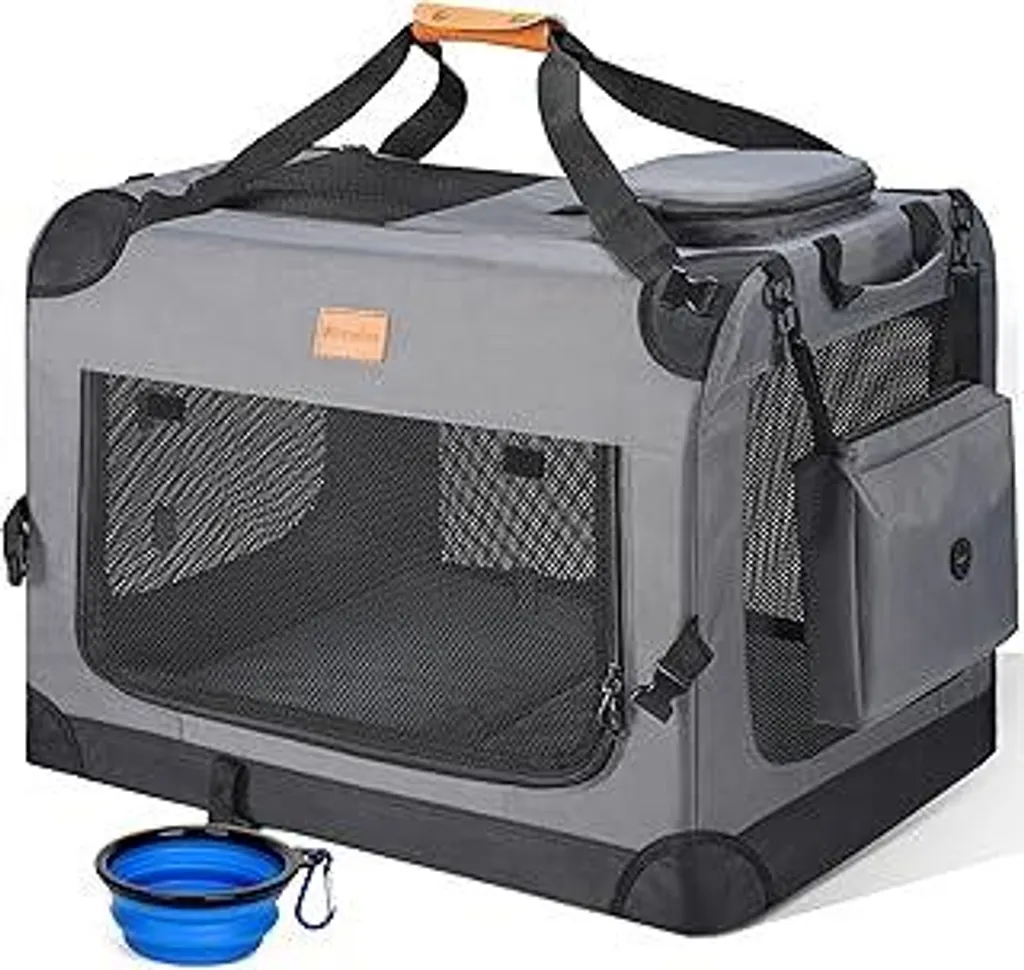 Trasportino Pieghevole Cani Morpilot 60x42x42cm Grigio Robusto