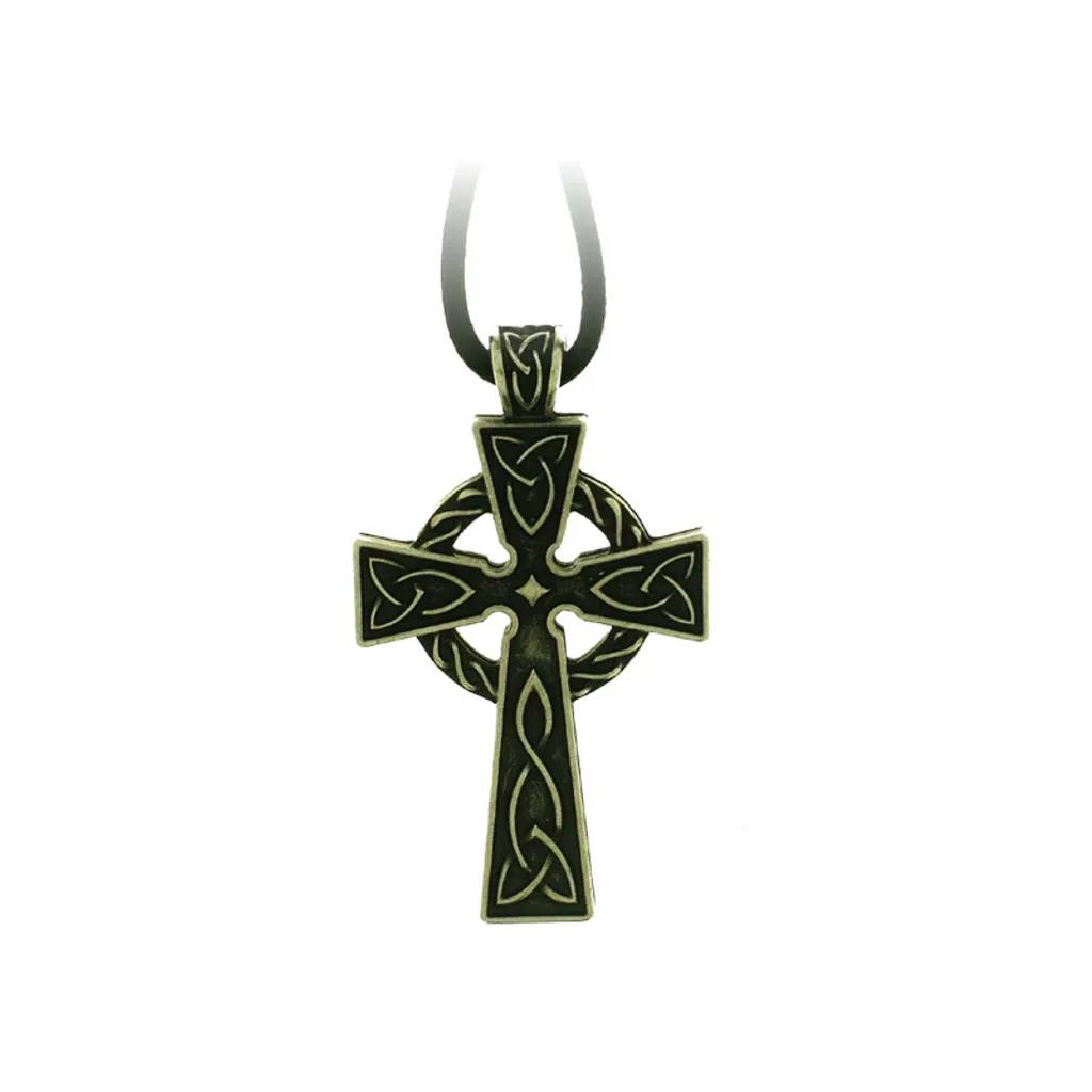 Pendentif Croix Celtique Anti-Allergie en Acier Argenté avec Cordon 58cm