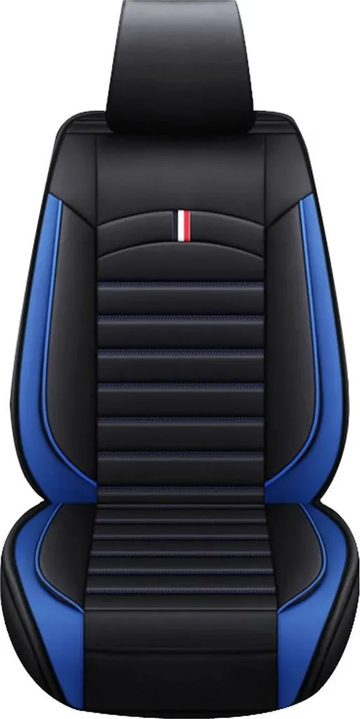 Coprisedile per auto - Sedile anteriore - Pelle finta (PU) - Universale - Per tutte le stagioni - 1 pezzo - Design diviso - Nero