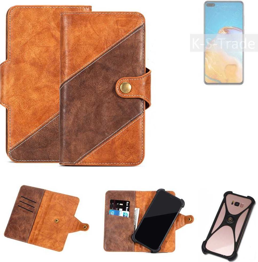 K-S-Trade Handyhülle Schutzhülle Bookstyle Case Wallet-Case kompatibel mit Huawei P40 Cover Klapphülle Kantenschutz Smartphone dunkelbraun braun 1x