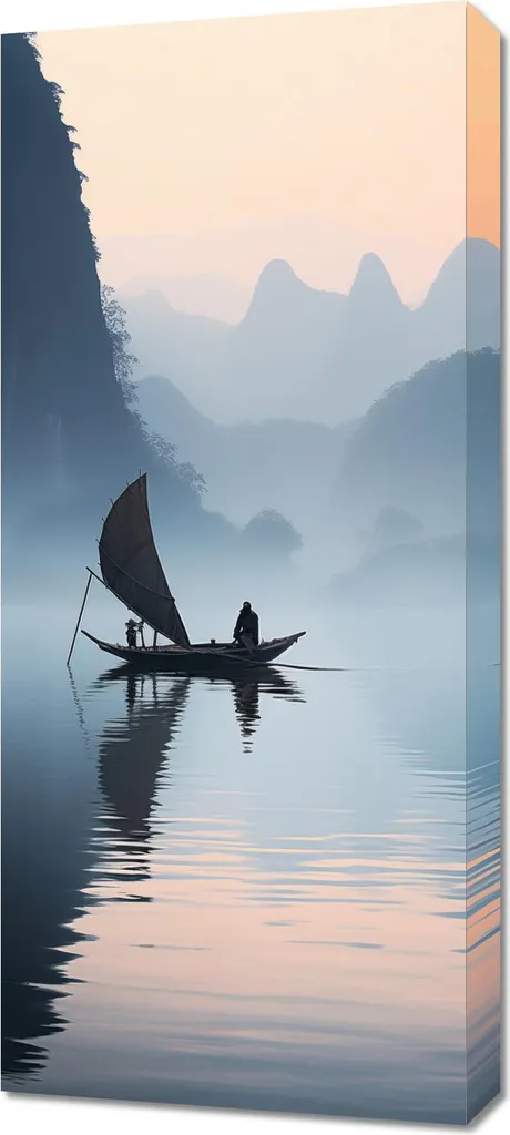 Quadro Zen Viaggio Solitario sul Fiume 40x90: Arredo Emozionale