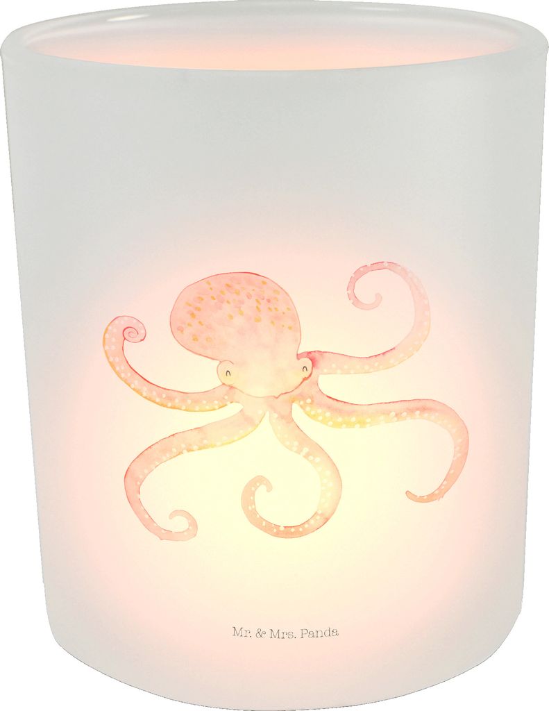 Mr. & Mrs. Panda Glas Windlicht Tintenfisch - Transparent - Geschenk, Krake, Meerestier, Ozean, Wasser, Kerzenhalter, laterne teelicht, Lustige Spr...