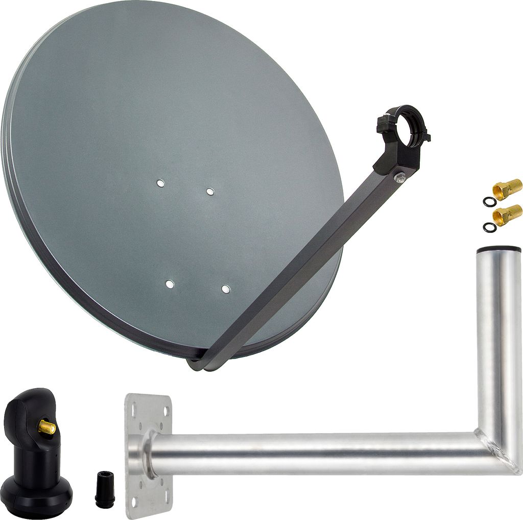 PremiumX SAT Anlage 80cm Antenne Single LNB F-Stecker Wandhalter 45cm