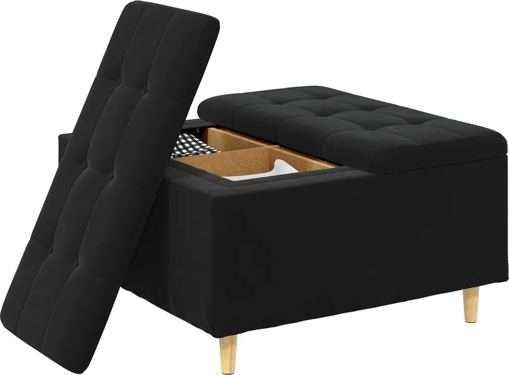 Poggiapiedi Nero 70x55x41 cm Similpelle