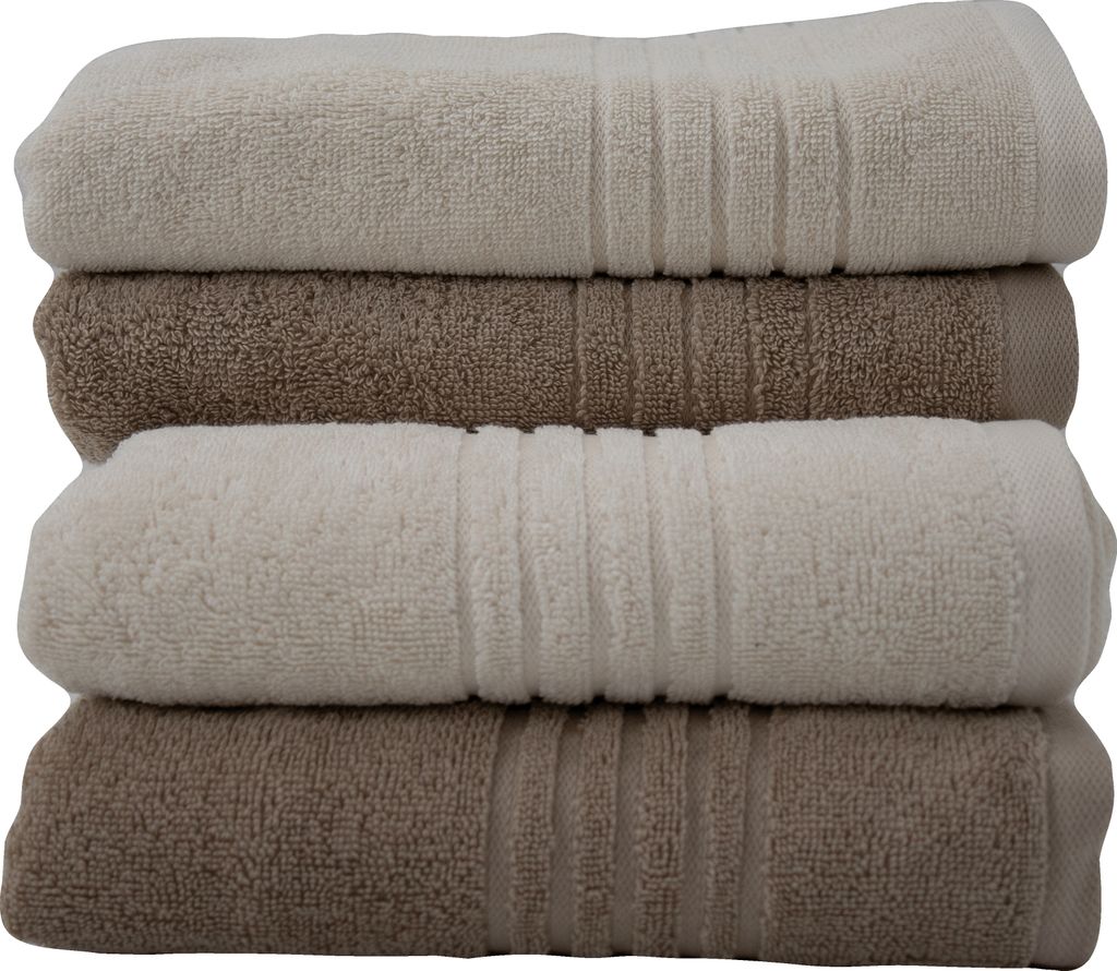 Frottier-Set "Paar" 4 teilig Handtücher und Duschtücher 2-farbig champagner/taupe