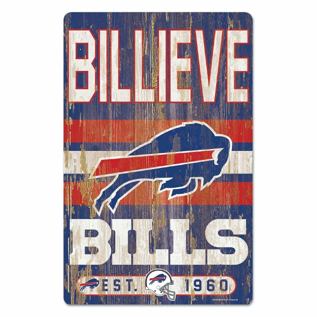 NFL Buffalo Bills Slogan Wood Sign Holzschild Holz 43x28cm Billieve