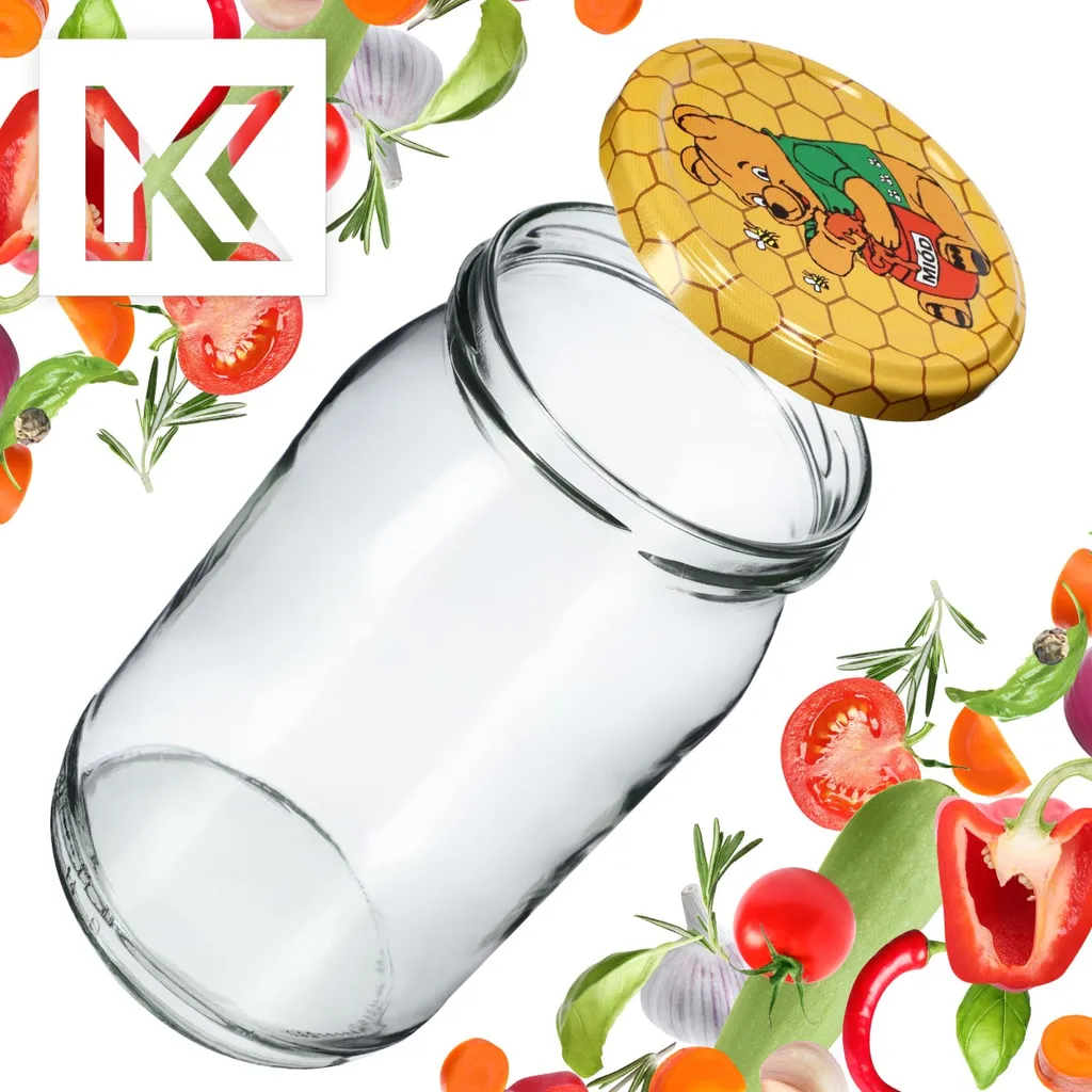 Barattoli Per Conserve KADAX 900 Ml Con Tappo A Vite Twist-Off 82 Mm - Vetro Resistente, 24 Pezzi, Verdi