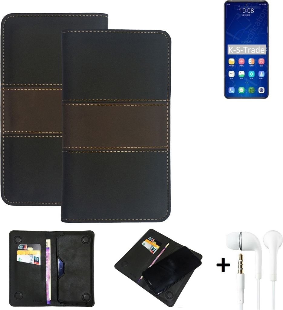 K-S-Trade Handyhülle + Kopfhörer kompatibel mit ZTE Axon 31 5G Schutzhülle Walletcase Bookstyle Tasche Schutz Case Hülle Wallet Cover Kunstleder