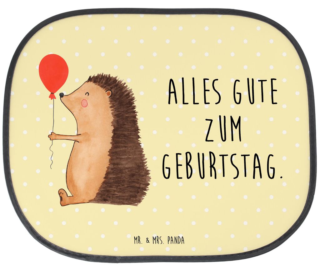 Mr. & Mrs. Panda auto hitzeschutz Igel Luftballon - Gelb Pastell - Geschenk, Herzlichen Glückwunsch, Happy Birthday, Sonnenblende, Sonnenschutz, G...
