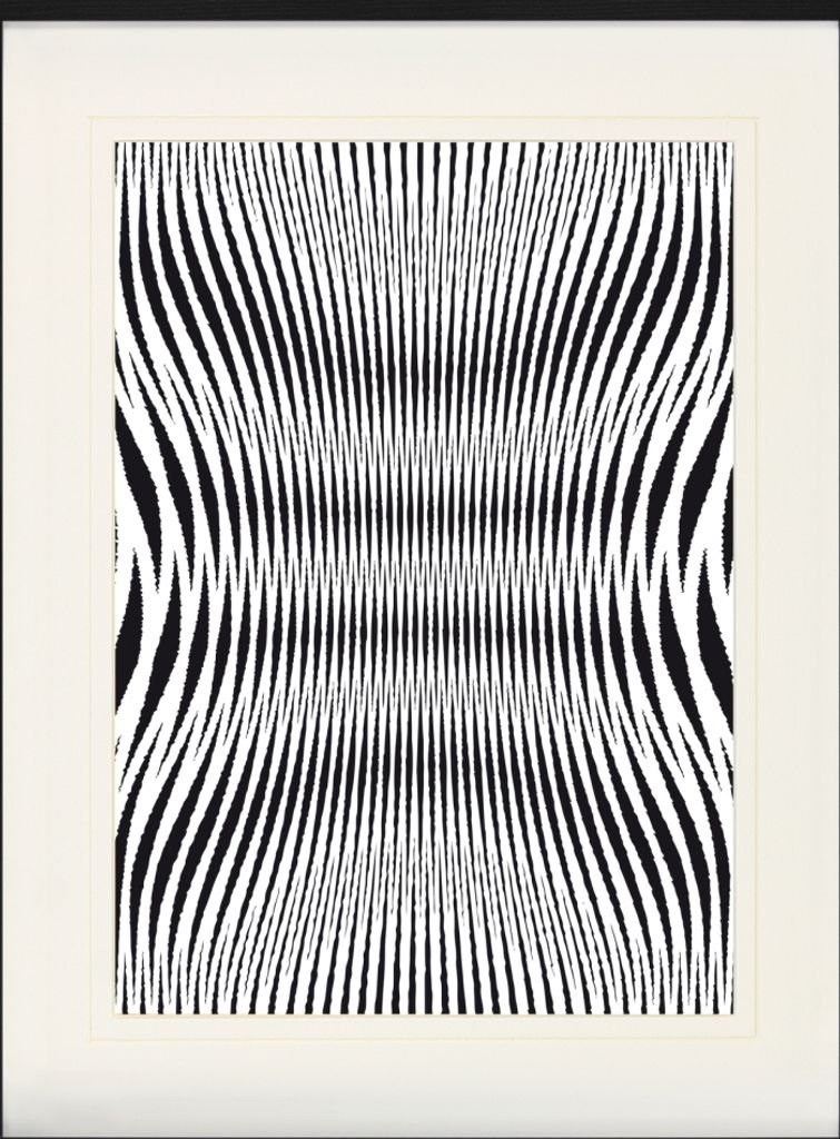 Optische Täuschungen Gerahmtes Bild Mit Edlem Passepartout | Wand-Bilder | Im Bilderrahmen - Geometrische Muster Schwarz Weiss (80 x 60 cm)