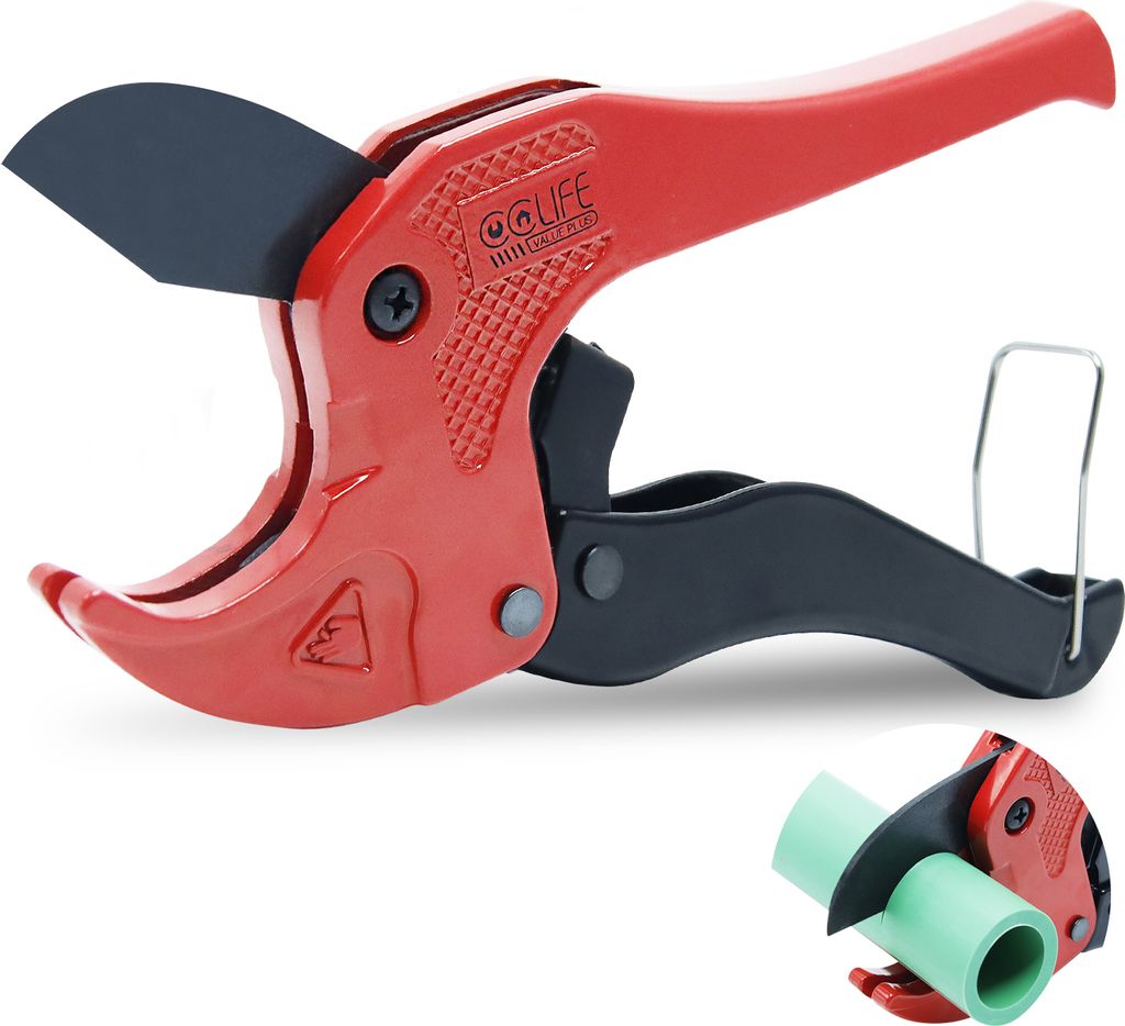 CCLIFE pvc Rohrschneider für Kunststoffrohre, Kunststoff Rohrabschneider Mit Ratschen von PVC/PE/PP/PEX/PPR Modell:42mm