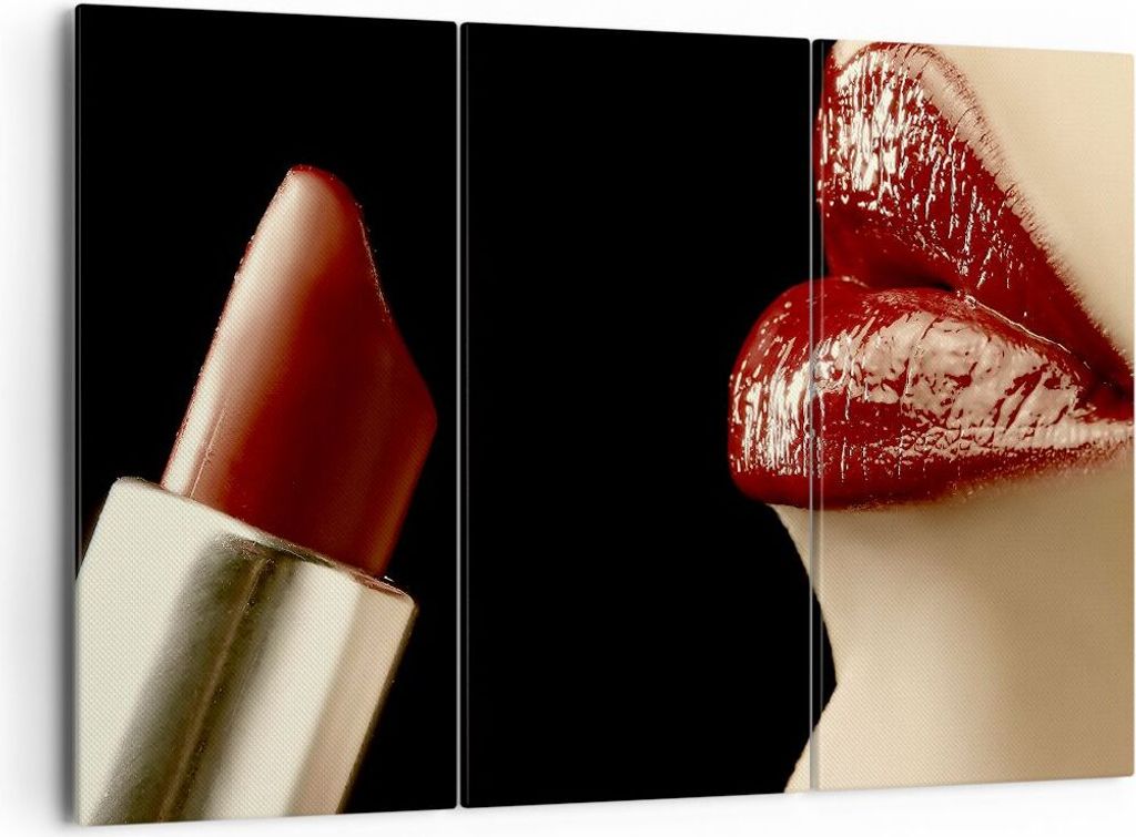 Bild auf Leinwand - Leinwandbild - Frau rote Lippen Lippenstift Gesicht - 165x110cm - Wand Bild - Wanddeko - Leinwanddruck - Bilder - Kunstdruck - ...