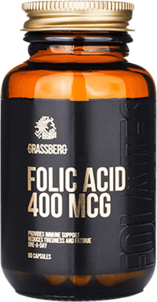 Grassberg Folic Acid 400 mcg (60 Caps) Unflavoured - Vitamine, Mineralien & Gesundheit - Vitamine