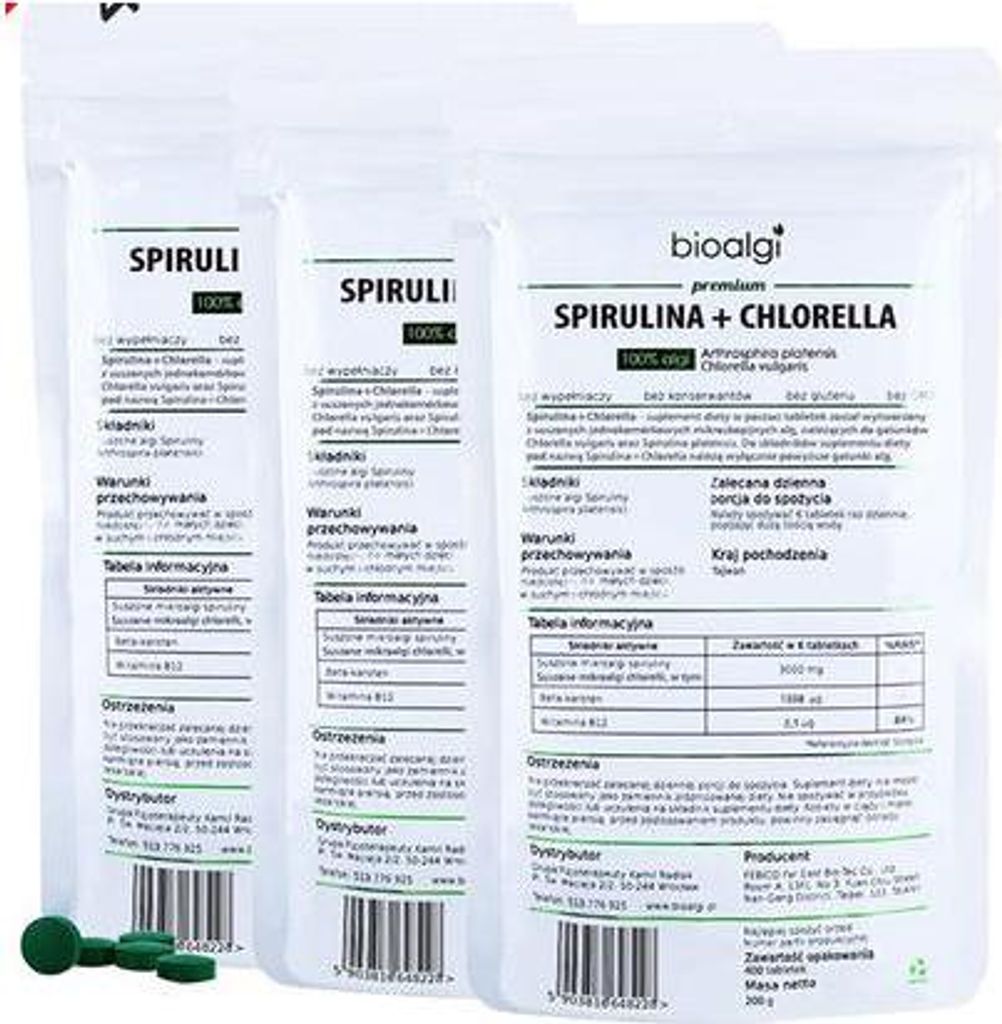 3X Bioalgen Spirulina + Chlorella 400 Tabletten