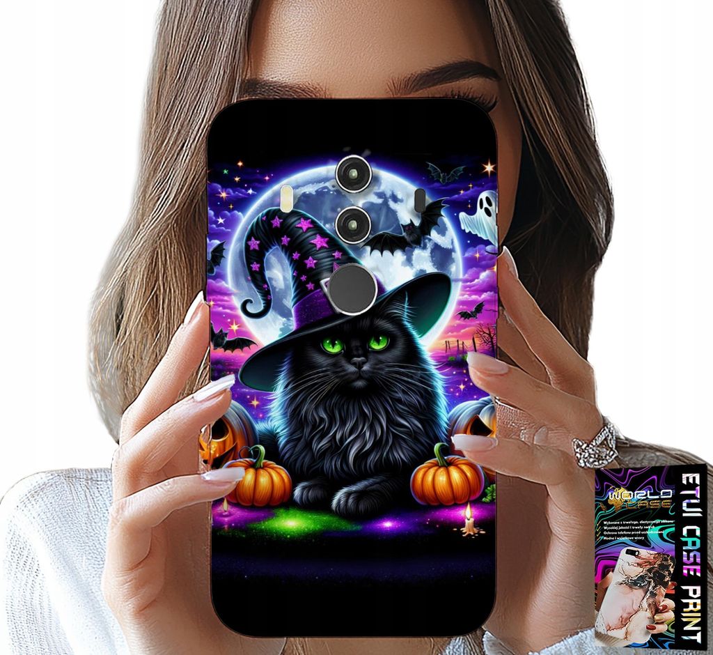 Fall Für Huawei Mate 10 Pro - Schwarze Katze Halloween Salem Kürbis Designs