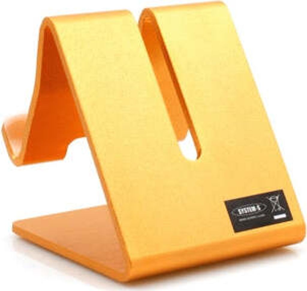 System-S Metall Halter Ständer Stand in Gold Farbe für Handy Smartphone E-Book Reader Tablet PC