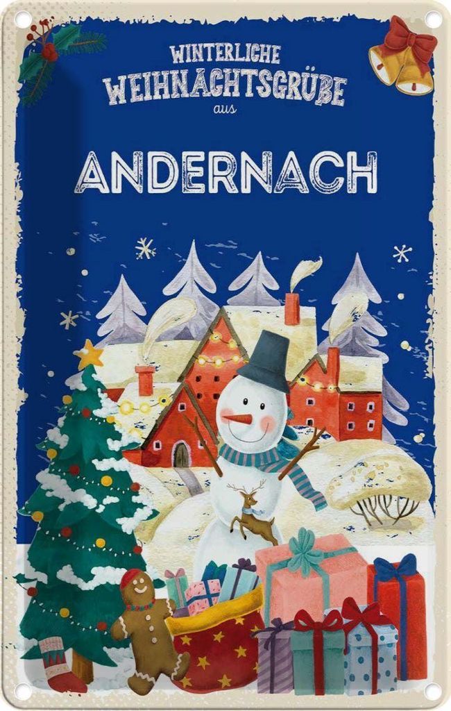 vianmo Blechschild 30x20 cm Weihnachtsgrüße ANDERNACH Weihnachten