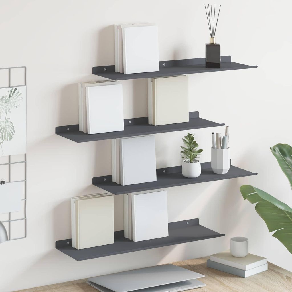 "Schlussverkauf" Schwebendes Regal 4 pcs - Anthrazit 60x18x2,5 cm Stahl - Wandregale C601