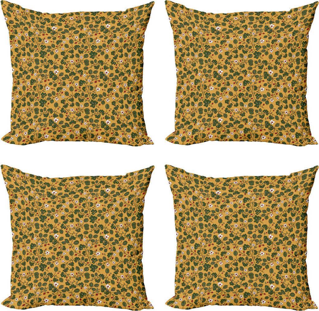 ABAKUHAUS Blumen Kissenbezug Set (4 Stück), Blühendes Gänseblümchen-Feld, Moderner Doppelseitiger Digitaldruck, 50 cm x 50 cm, Aprikose Jägerg...