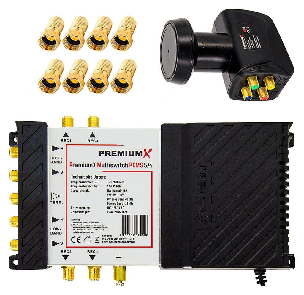 PremiumX Multischalter Set 5/4 Multiswitch SAT Quattro LNB Produktbild 