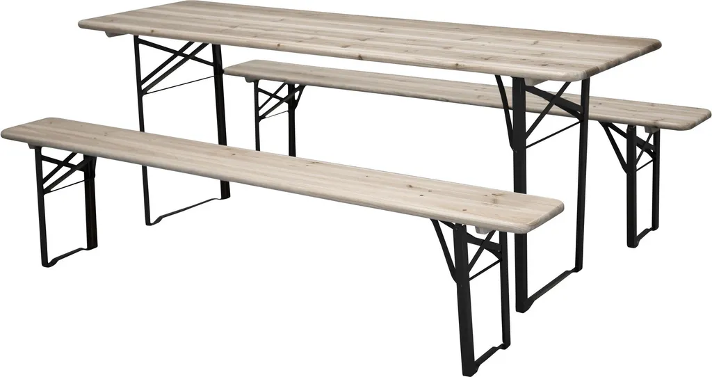 Table de pique-nique Guniess stable et durable, fini noir bois naturel