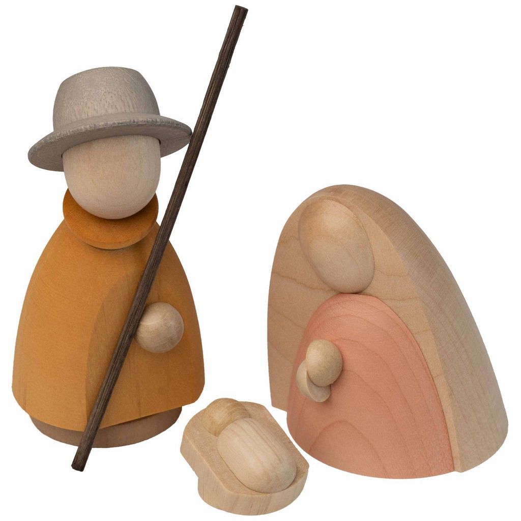 Hennig Krippenfiguren 10 cm, Motiv:Heilige Familie lasiert