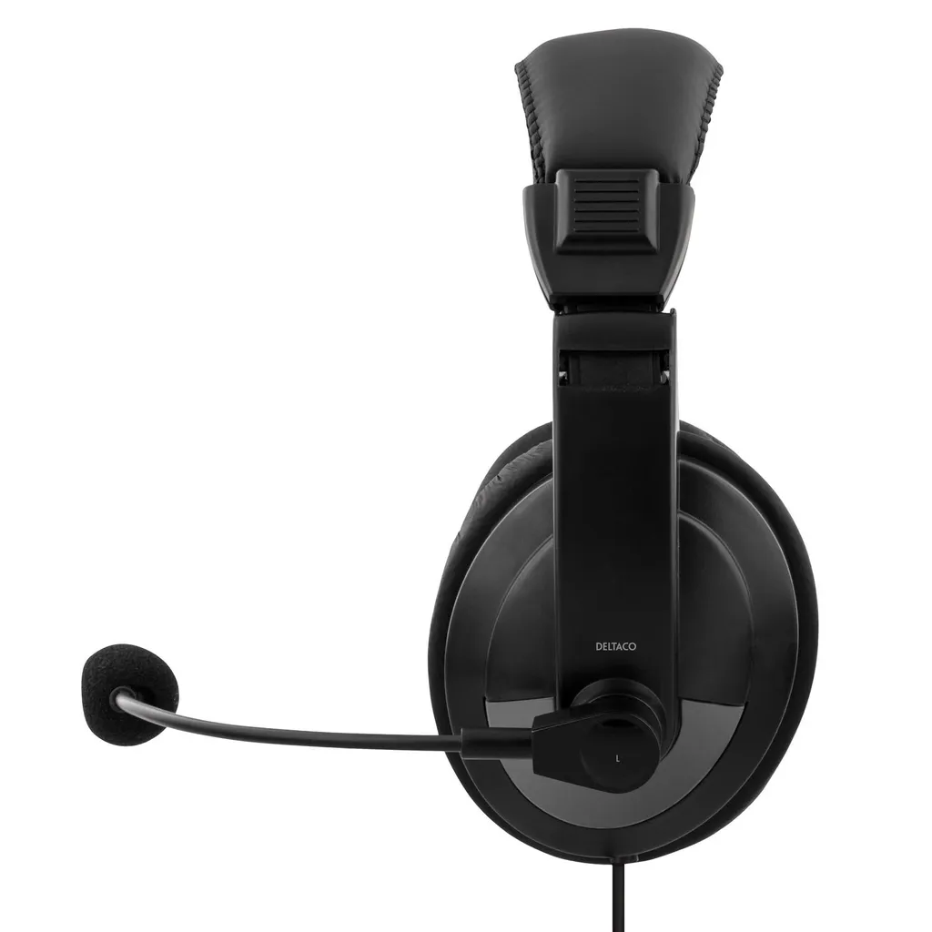 Casque stéréo DELTACO micro escamotable et commande de volume - 2m - 2