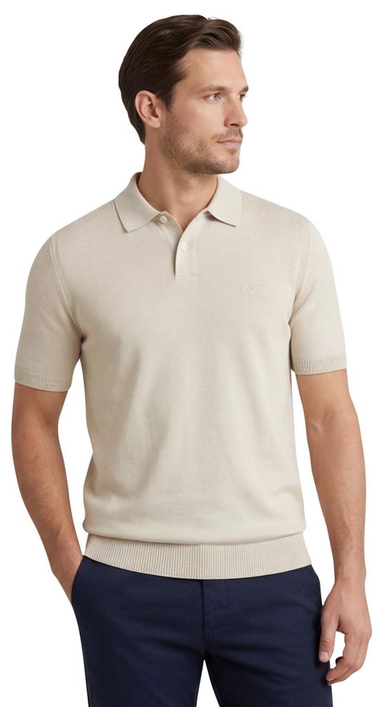 BOSS Polo beige 2-Knopf Baumwolle