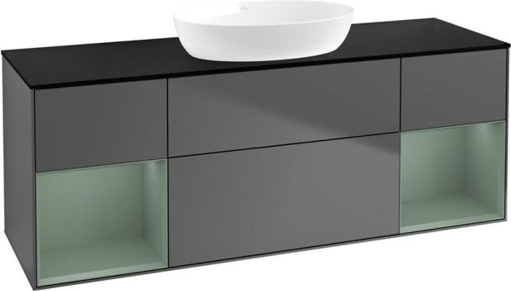 V&B Waschtischunterschrank Wandbeleuchtung Finion 160cm, Pl b m, Rg Oli. m Lac, Anthrac. m