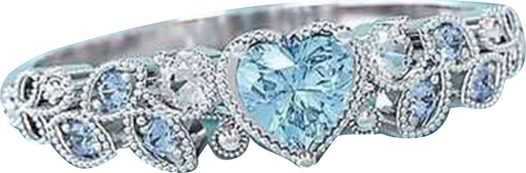 Exquisiter, herzförmiger, mit Strasssteinen eingelegter Ring für Damen, Verlobungsschmuck, Geschenk-Blau,US 11