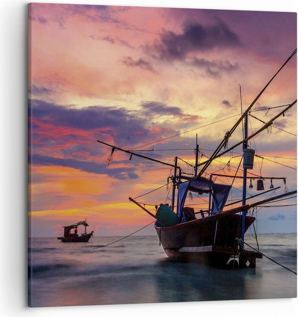 Bild auf Leinwand - Leinwandbild - Einteilig - Asien Boot Kutter - 50x50cm - Wand Bild - Wanddeko - Wandbilder - Leinwanddruck - Bilder - Wanddekor...