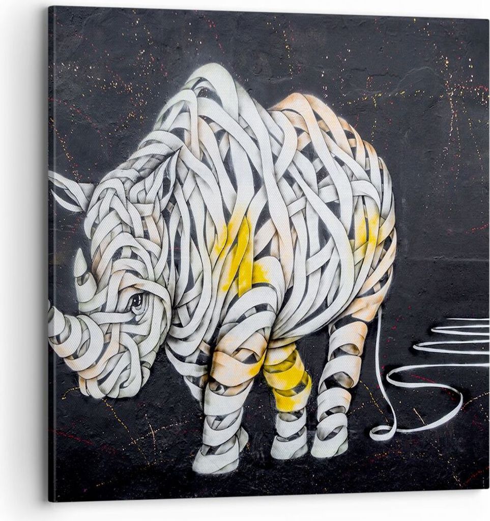 Bild auf Leinwand - Leinwandbild - Nashorn modern - 70x70cm Produktbild 
