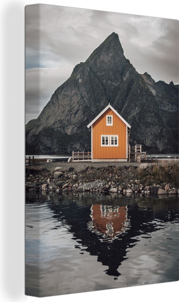 OneMillionCanvasses - Leinwandbilder - 90x140 cm, Holzhaus auf den Lofoten, Wandbilder Kunstdruck Wanddekoration - Wandschmucke - Schlafzimmer