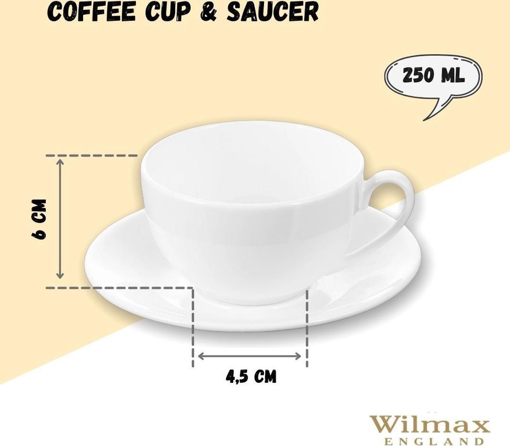 Wilmax Teetasse mit Untertasse 250 ml Weiß Porzellan WL-993000/1C