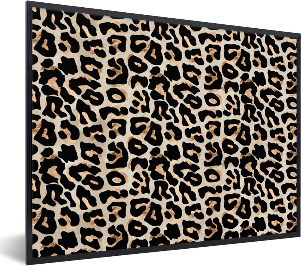 MuchoWow Gerahmtes Poster Pantherdruck - Grau - Braun - Luxus 40x30 cm - Poster mit Schwarzem Bilderrahmen Wandposter Rahmen Foto Bilder - Kunstp...